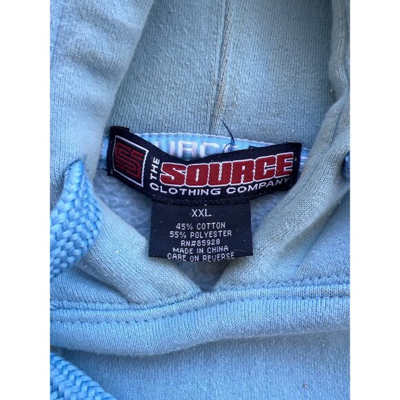 Vintage The Source Hip Hop Blue Hoodie XXL With Patches M3 - Picture 3 of 5